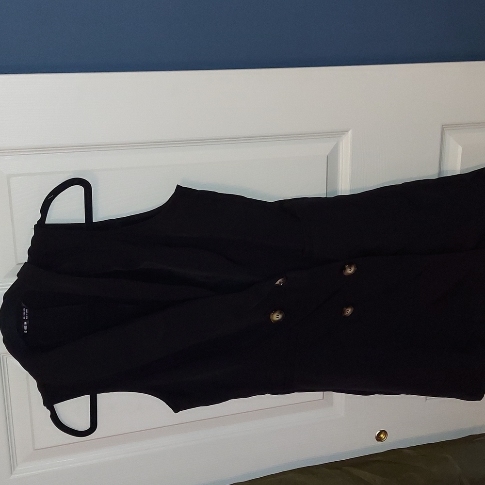SHEIN Shawl Collar‎ Double Breasted Vest Blazer Black Small